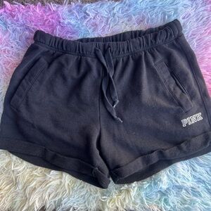PINK Victoria’s Secret Black Sweat Shirts Drawstring Tie S